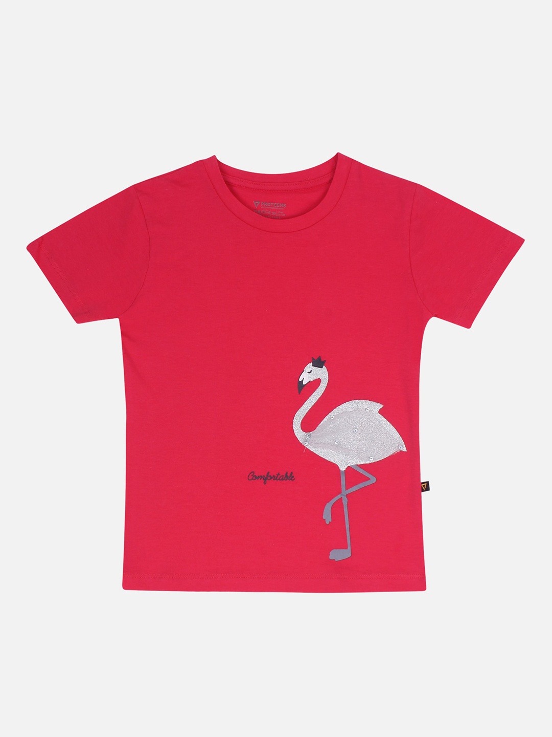 

PROTEENS Girls Fuchsia Solid Round Neck T-shirt
