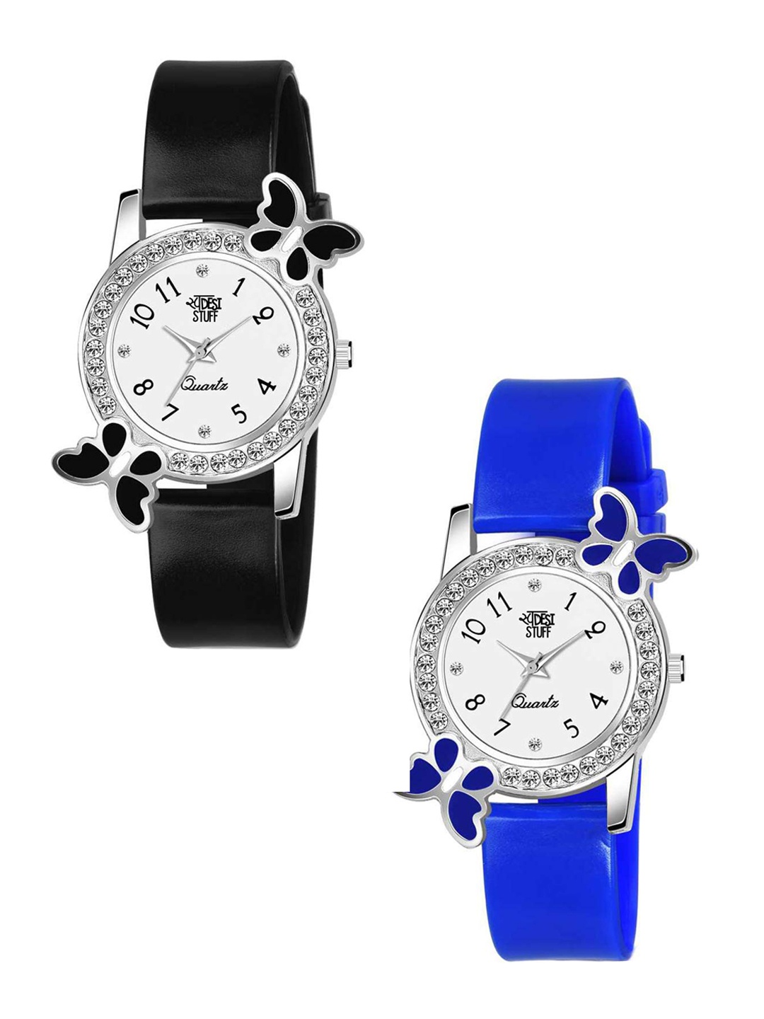 

SWADESI STUFF Boys Set Of 2 Black & Blue Analogue Watch 2 BF BLACK BLUE