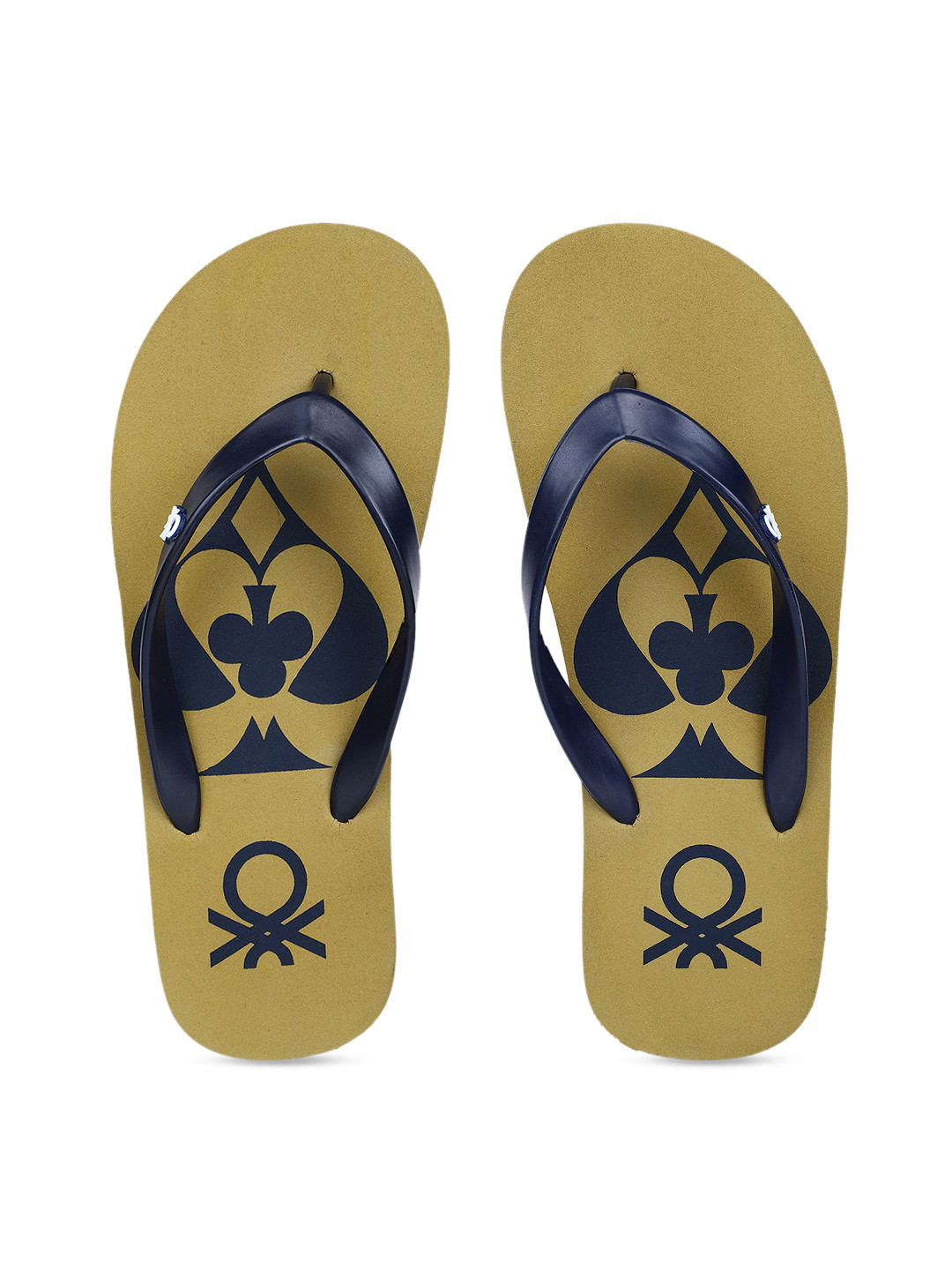 

United Colors of Benetton Men Khaki & Black Printed Thong Flip-Flops