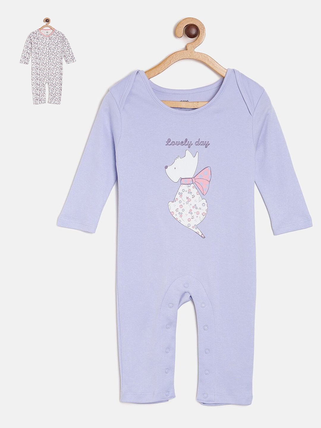 

MINI KLUB Girls Pack of 2 Printed Rompers, Blue