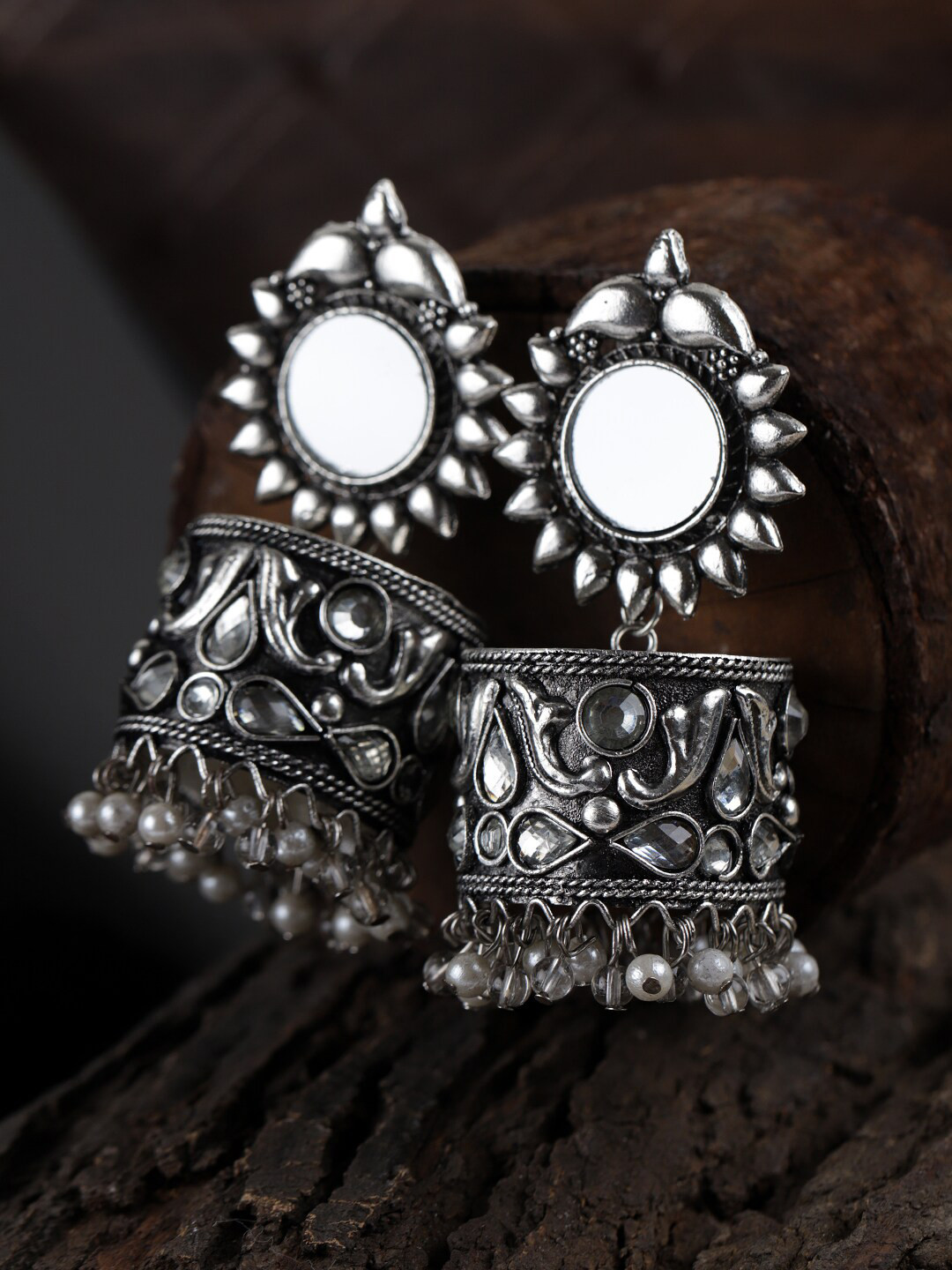 

Fabstreet Silver-Plated Geometric Drop Earrings