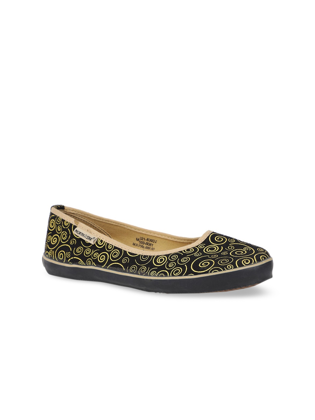 

Bata Women Black Printed Fabric Ballerinas