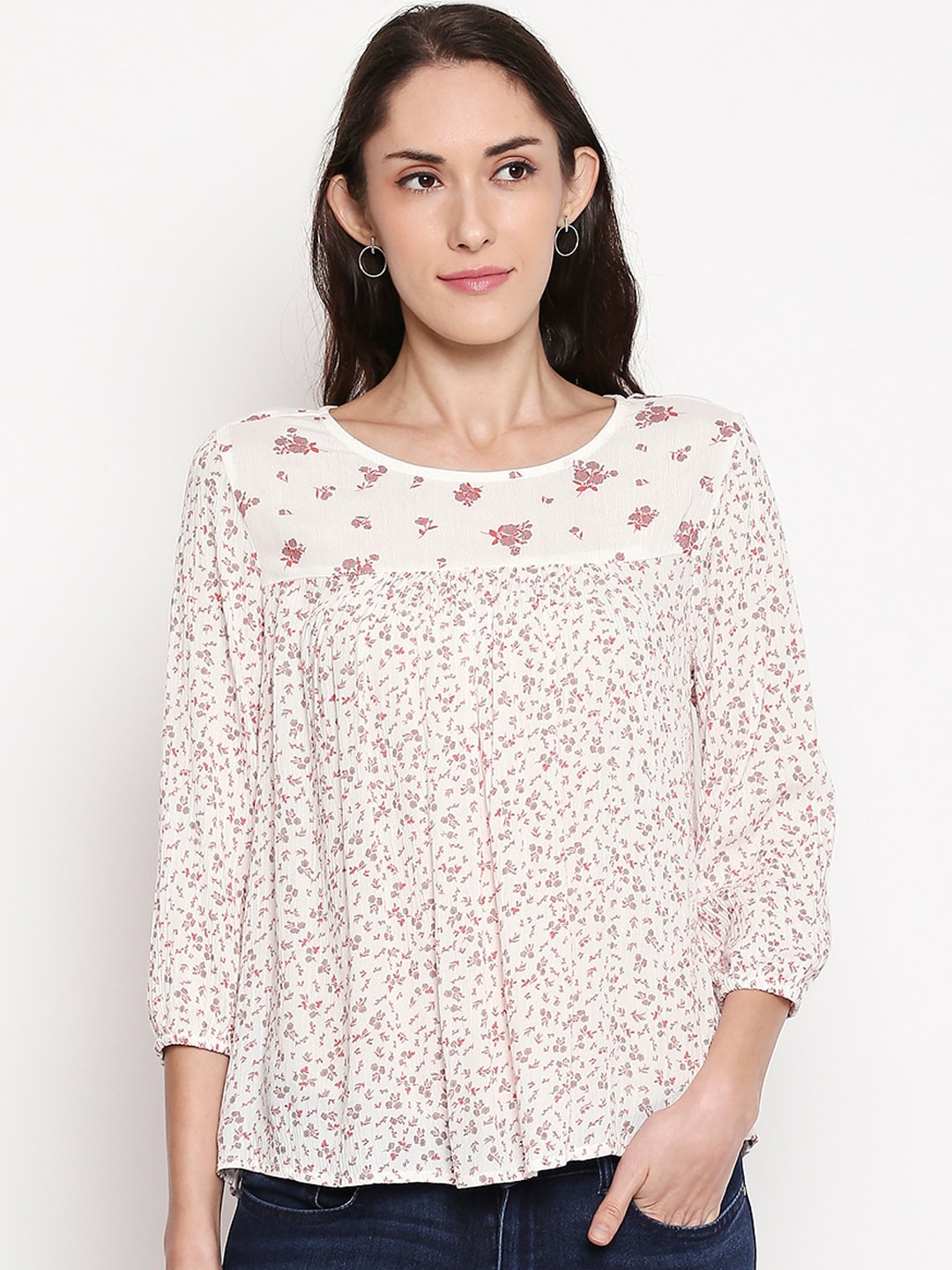 

Honey by Pantaloons Women Off-White Printed A-Line Top