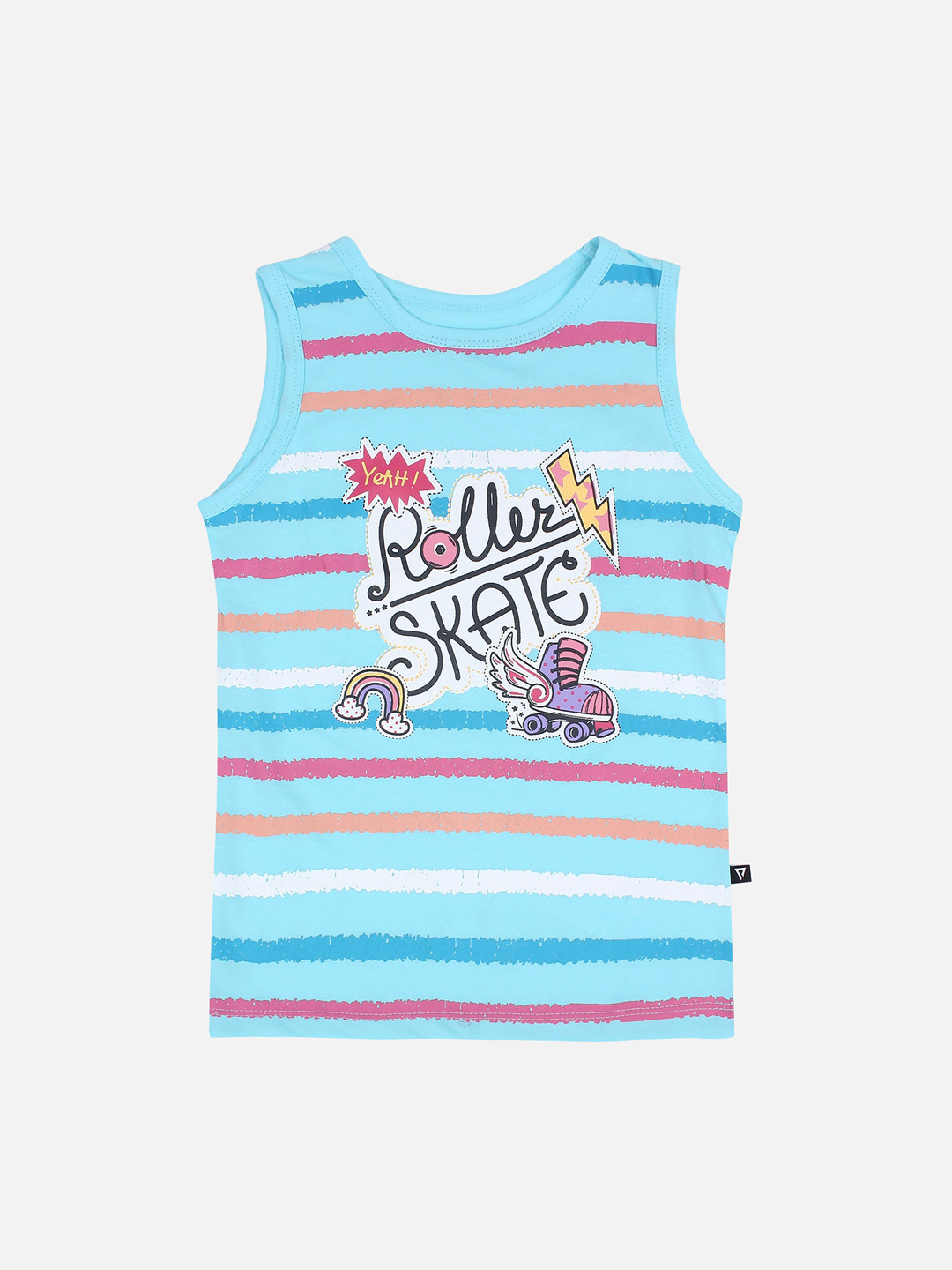 

PROTEENS Girls Blue Striped Round Neck T-shirt