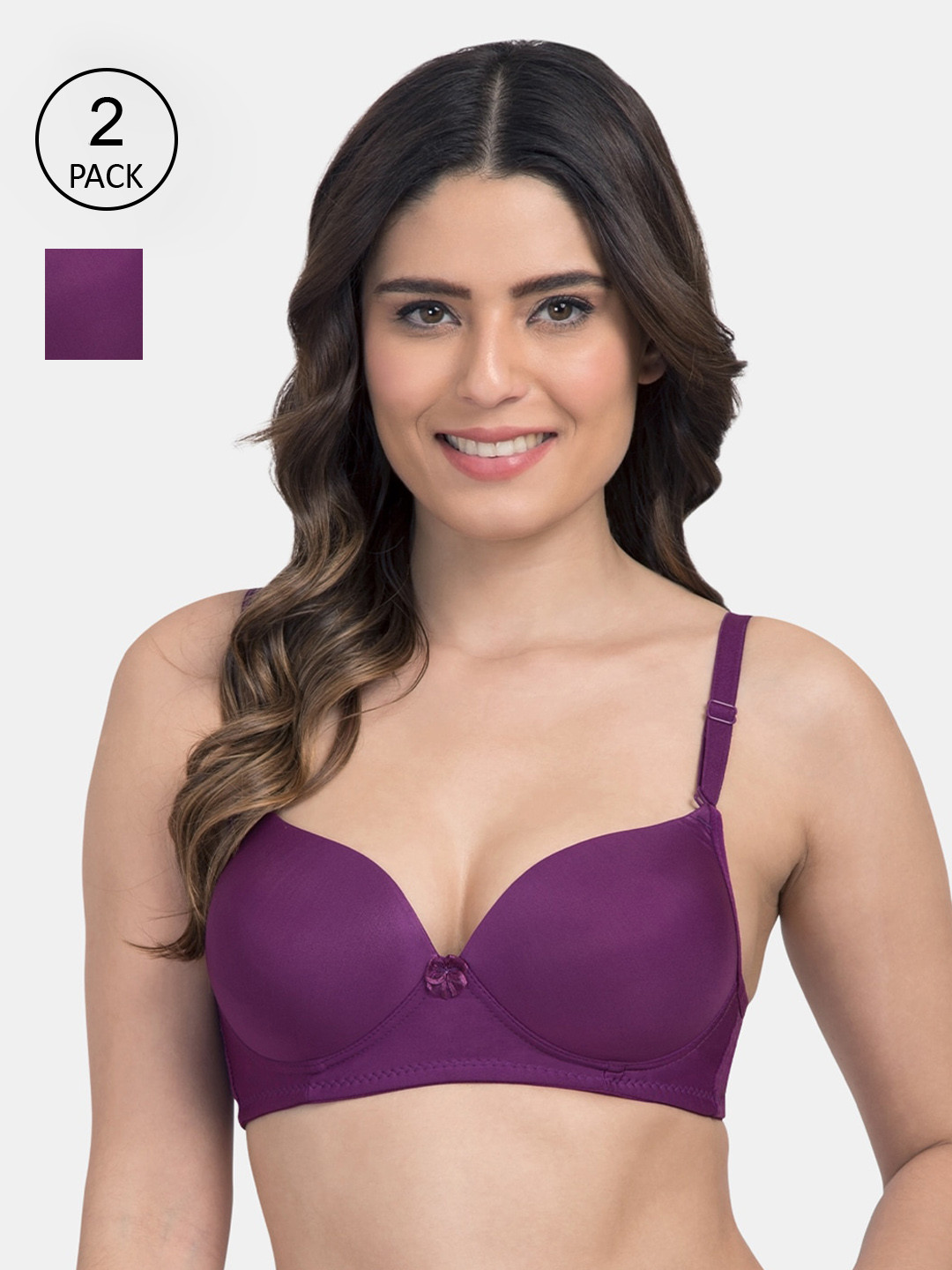 

Tweens Pack Of 2 Purple Solid Non-Wired Heavily Padded Everyday Bras TW-91570-2PC-DPR