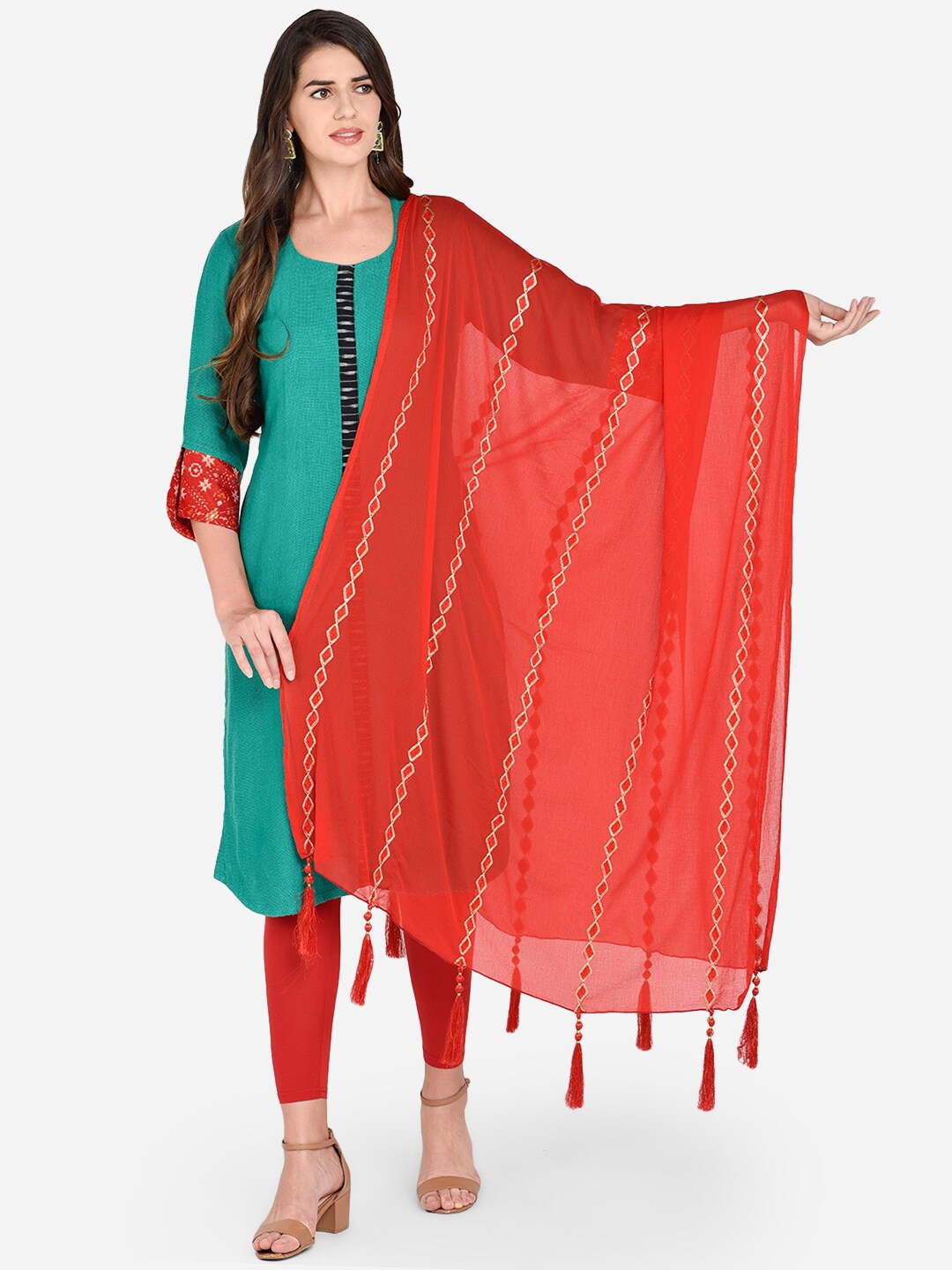 

Dupatta Bazaar Red Embroidered Dupatta