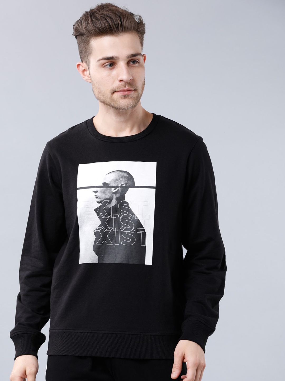 

LOCOMOTIVE Men Black Printed Sweatshirt