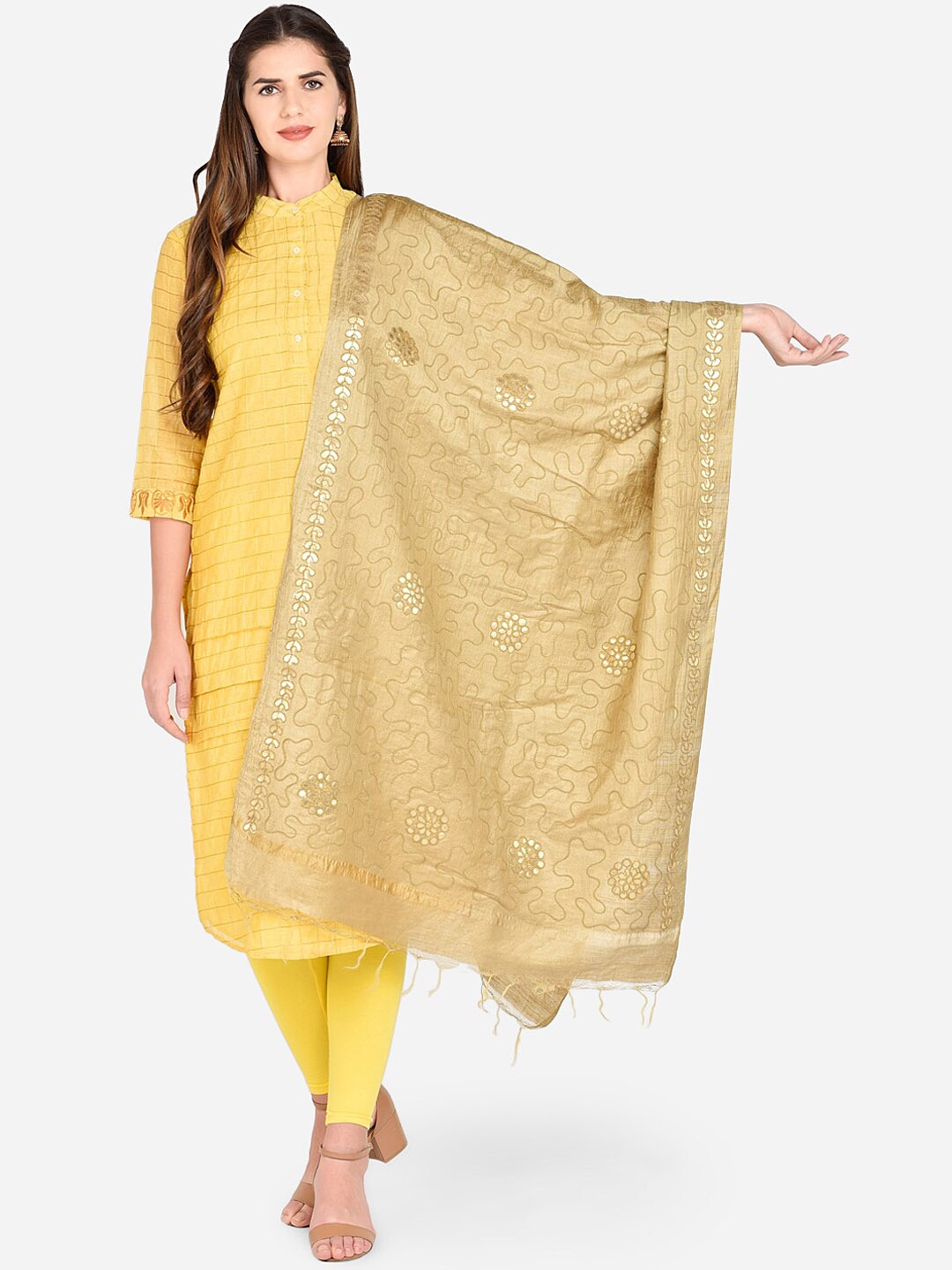 

Dupatta Bazaar Gold-Toned Embroidered Dupatta