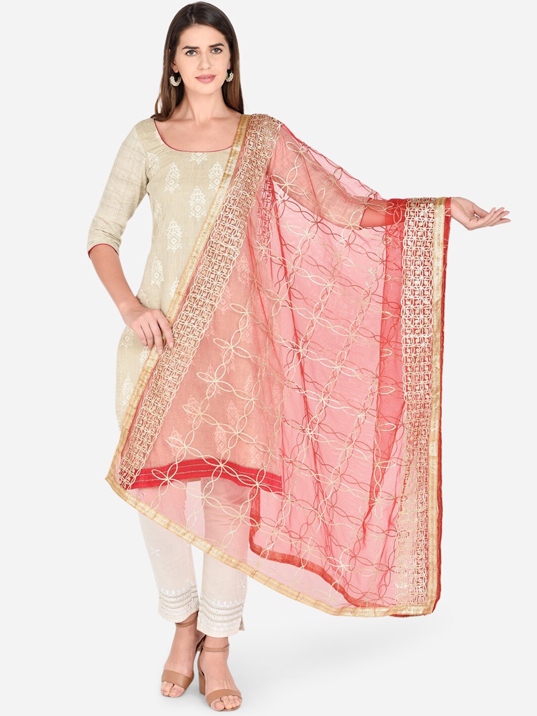 

Dupatta Bazaar Red Embroidered Dupatta