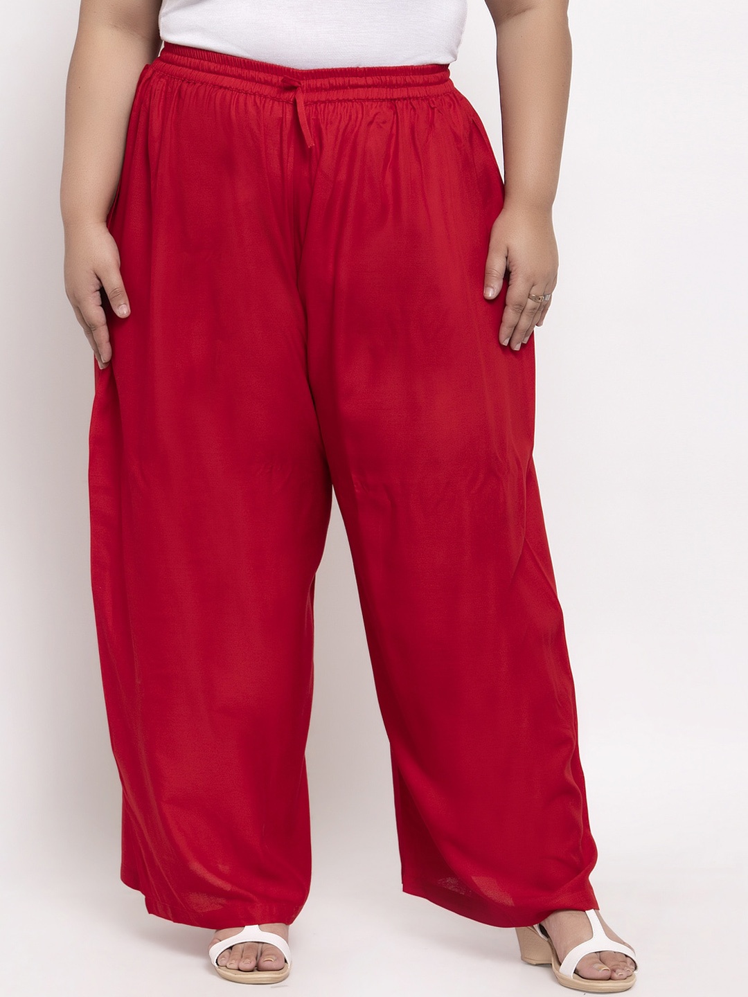 

plusS Women Red Solid Flared Palazzos