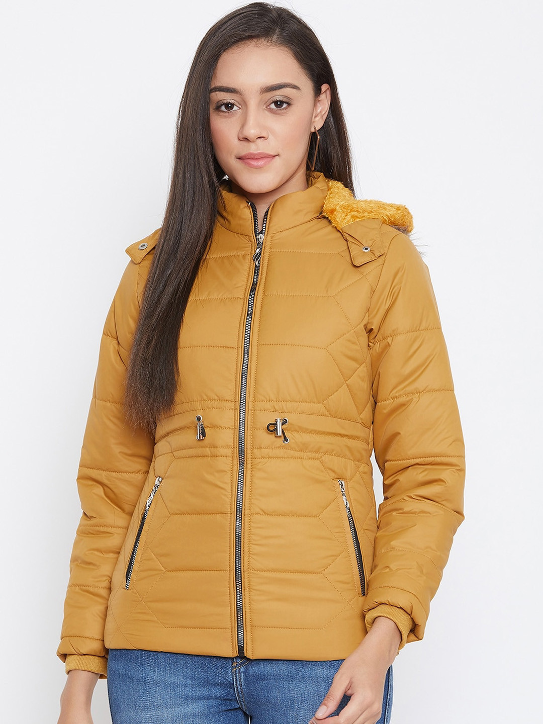 

Spirit Women Mustard Yellow Solid Windcheater Padded Jacket