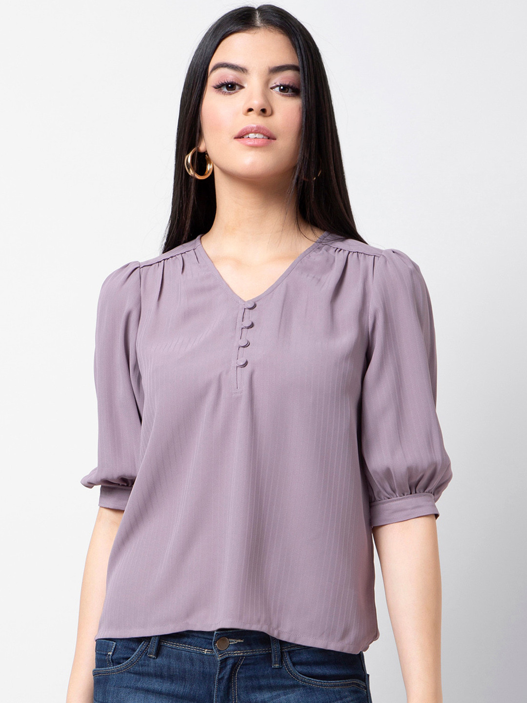 

FabAlley Women Purple Solid Top