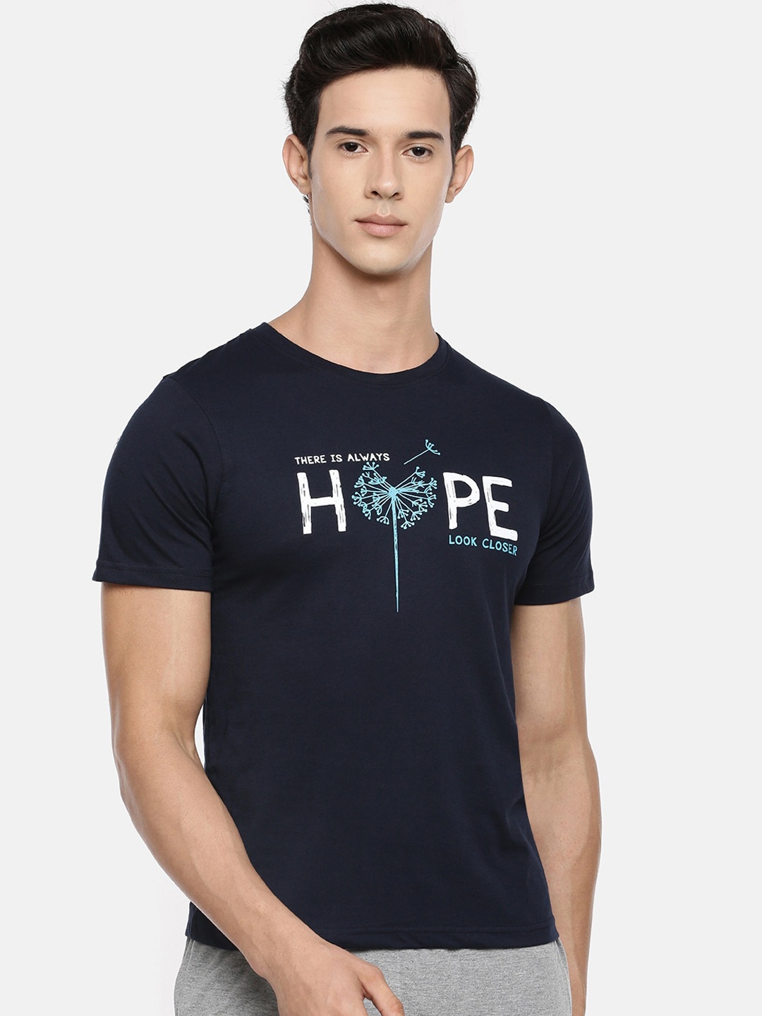 

Dollar Men Navy Blue Printed T-shirt