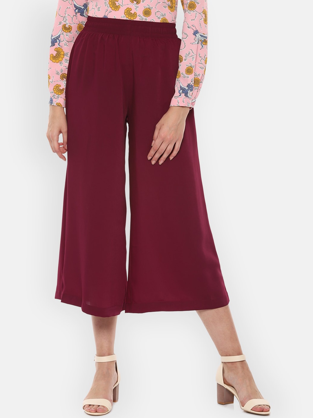 

Van Heusen Woman Women Maroon Regular Fit Solid Culottes