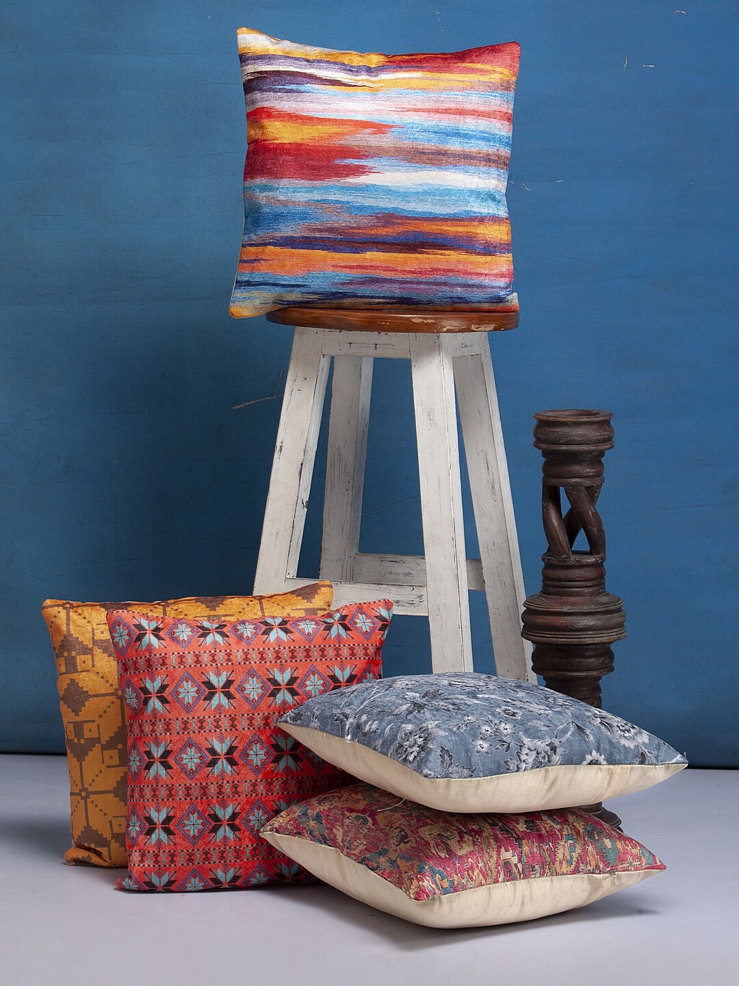 

HOSTA HOMES Multicoloured Set of 5 Abstract Square Cushion Covers, Multi