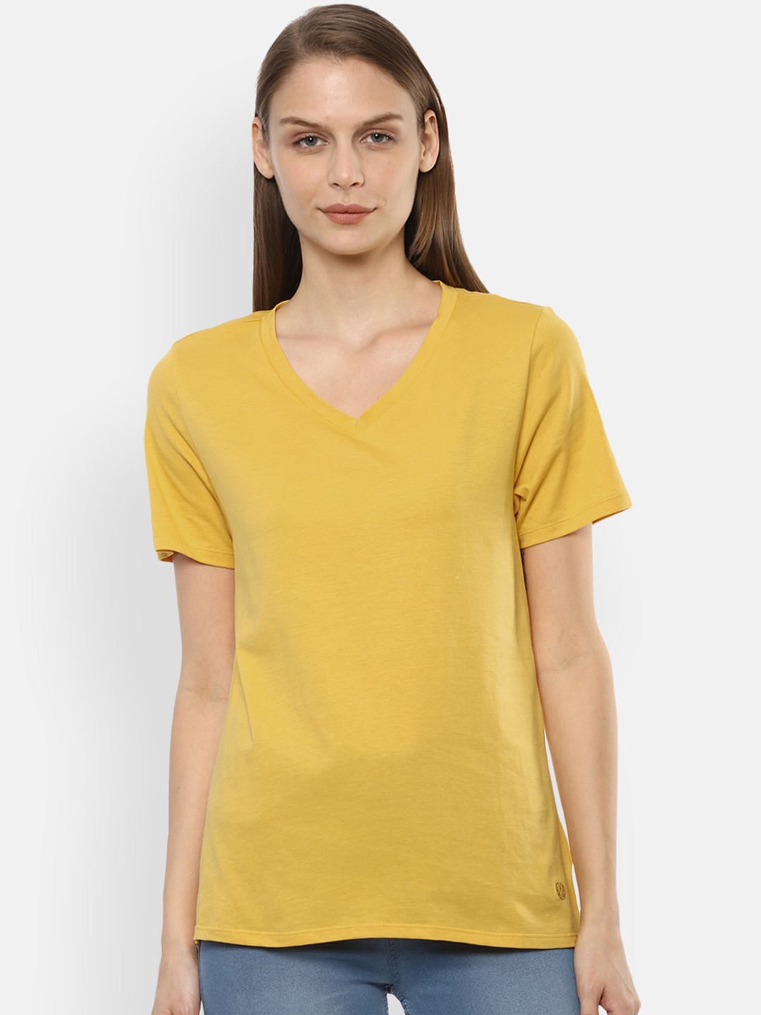 

Van Heusen Woman Women Yellow Solid Top