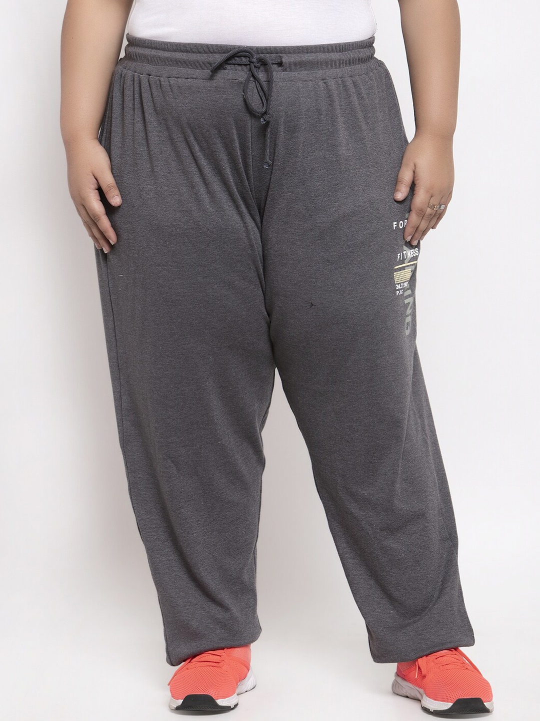

plusS Women Grey Solid Straight Fit Track Pants