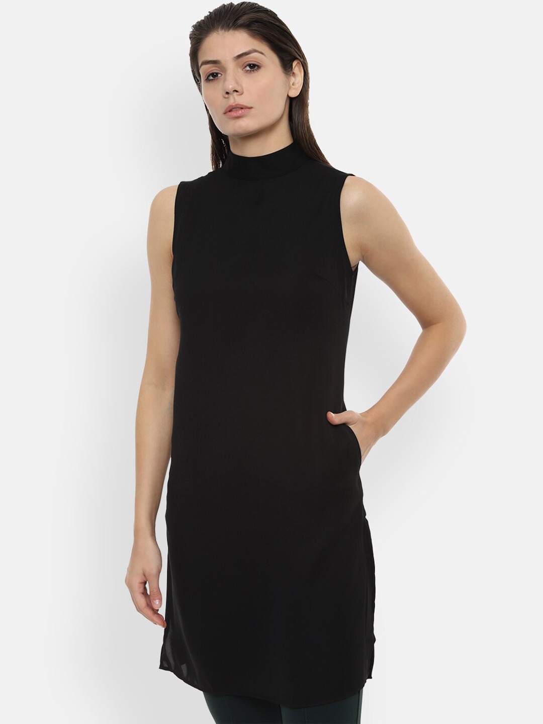 

Van Heusen Woman Black Solid Tunic