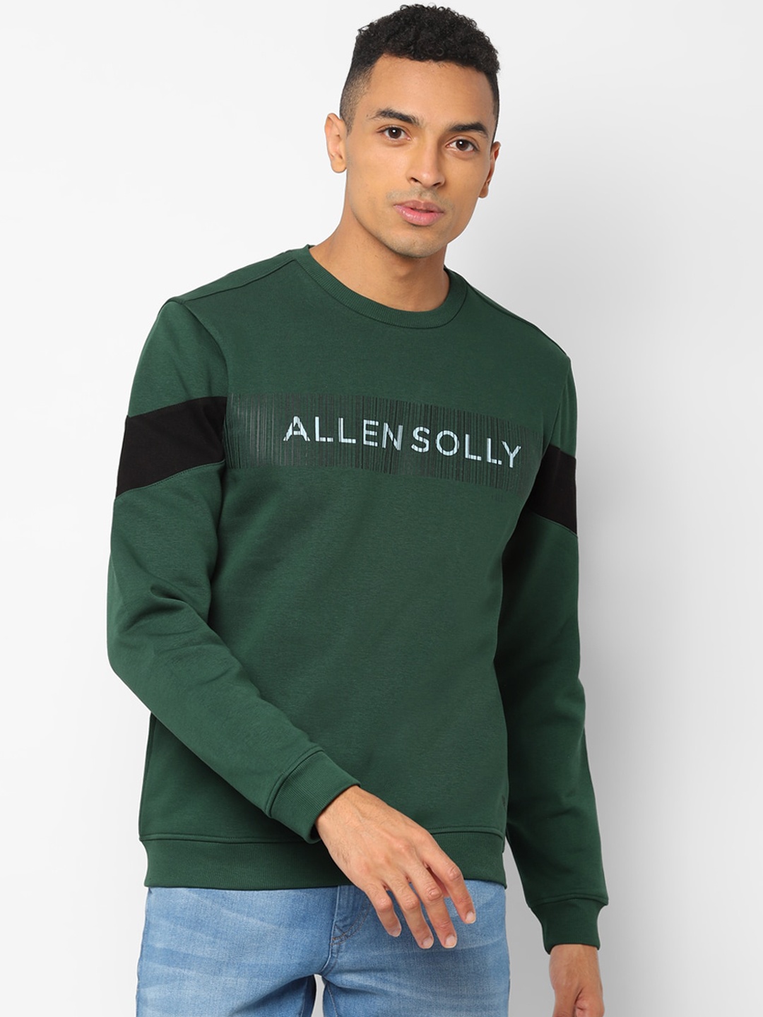 Allen Solly Men Green Printed Sweatshirt