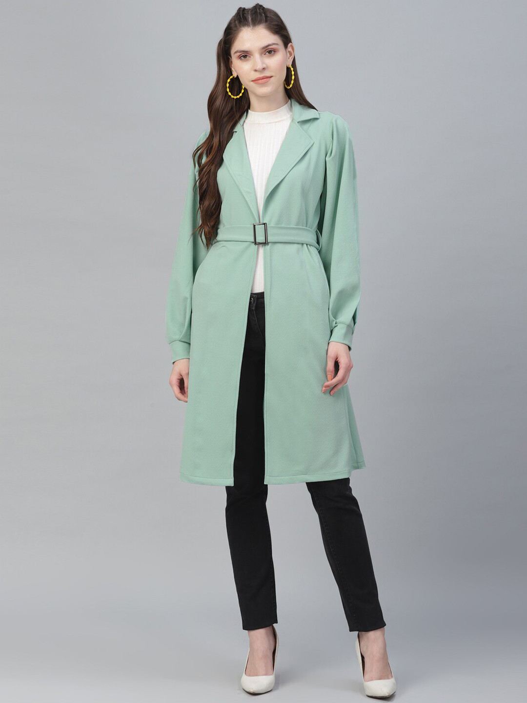 

Athena Women Sea Green Solid Tie-Up Shrug