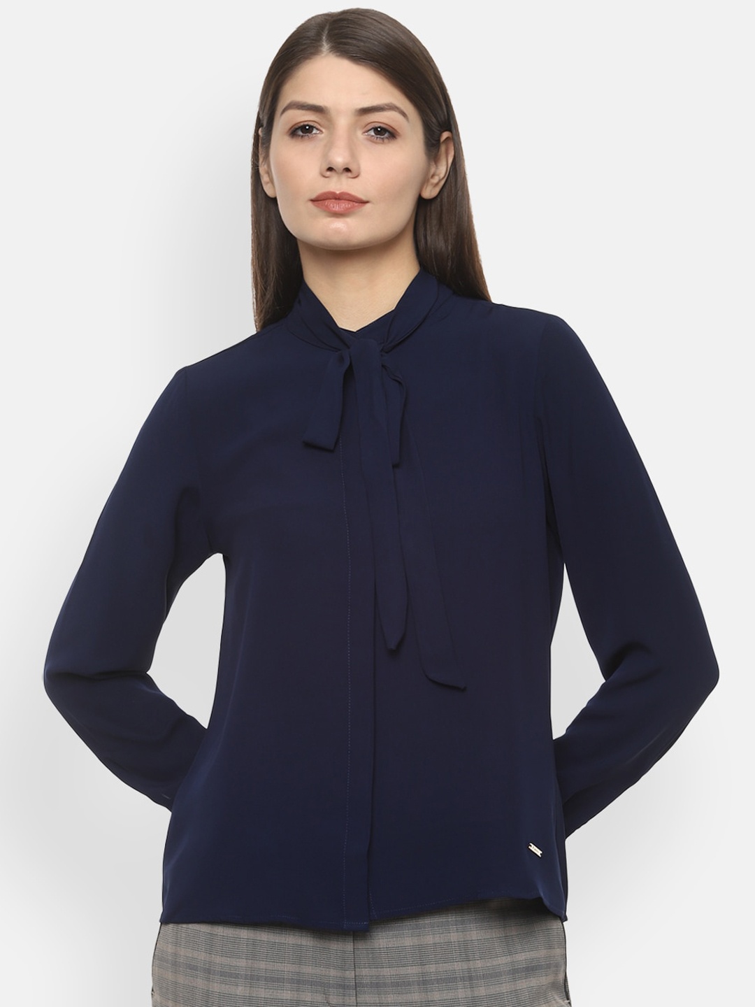 

Van Heusen Woman Women Navy Blue Regular Fit Solid Formal Shirt