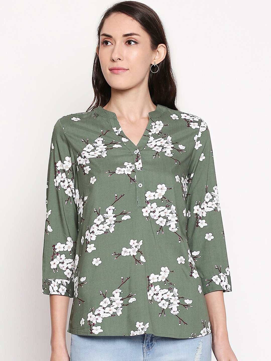

Honey by Pantaloons Women Green Printed Top