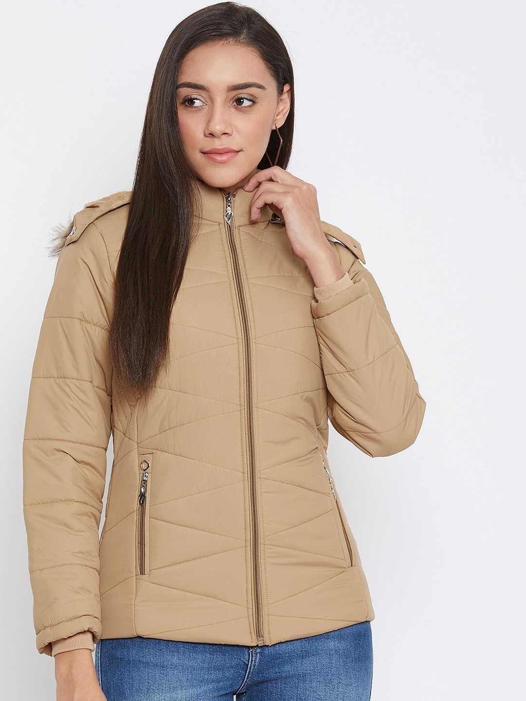 

Spirit Women Beige Solid Windcheater Parka