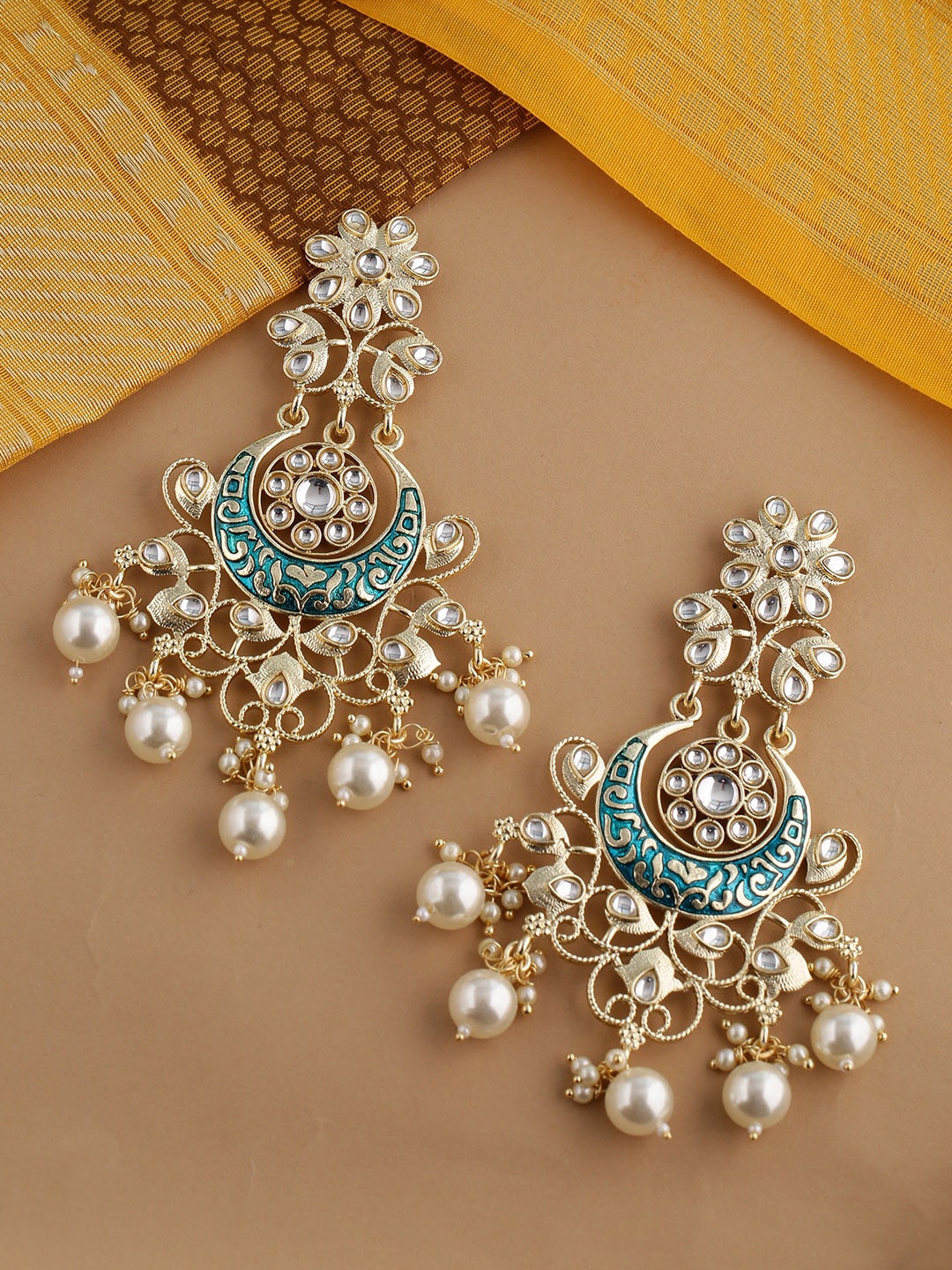 

Shoshaa Gold-Plated & Turquoise Blue Classic Chandbalis