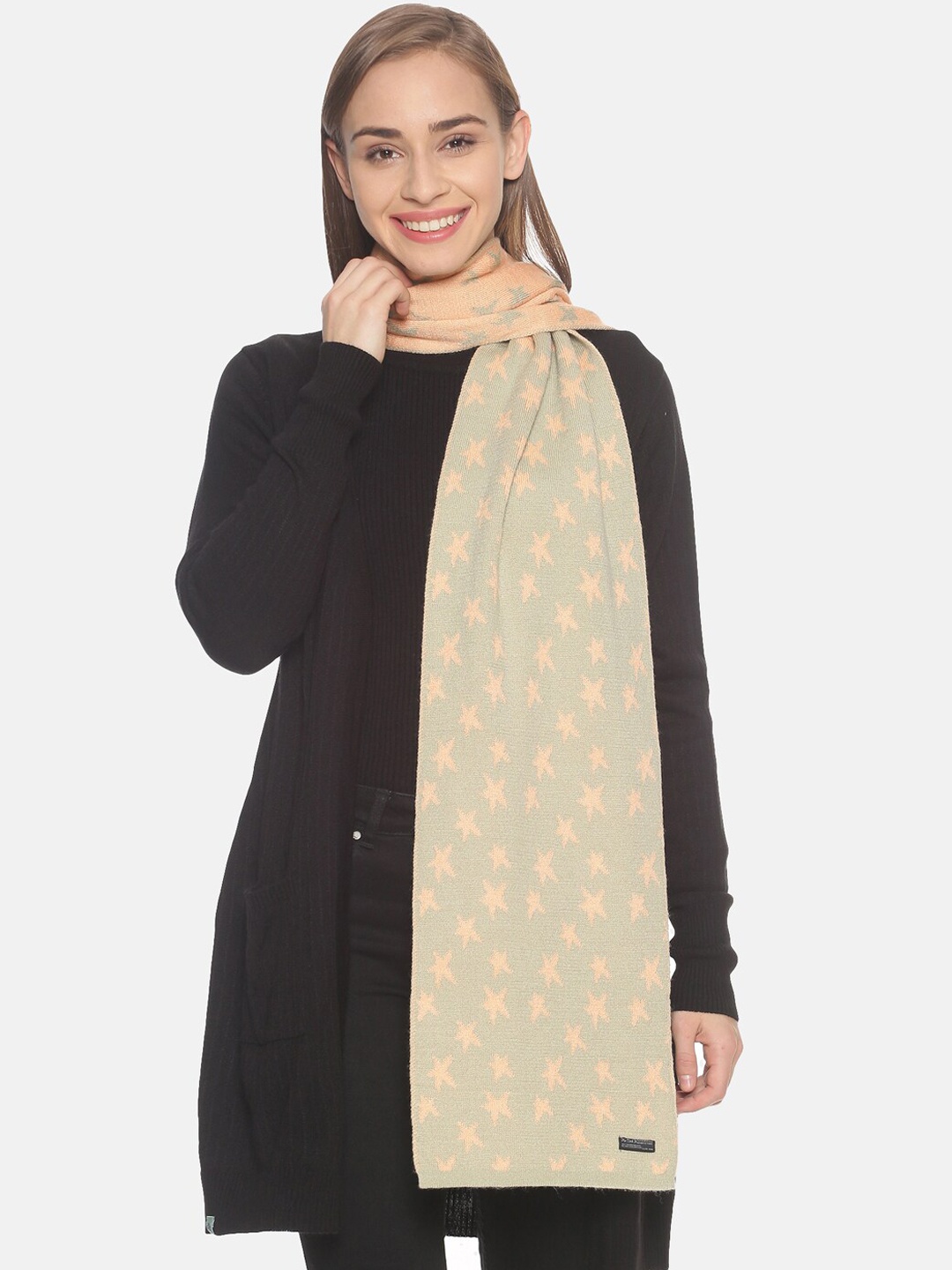 

513 Women Beige Printed Mufflers