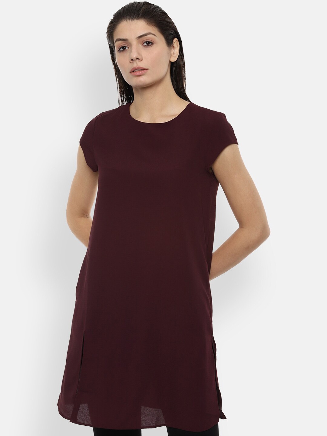 

Van Heusen Maroon Solid Tunic