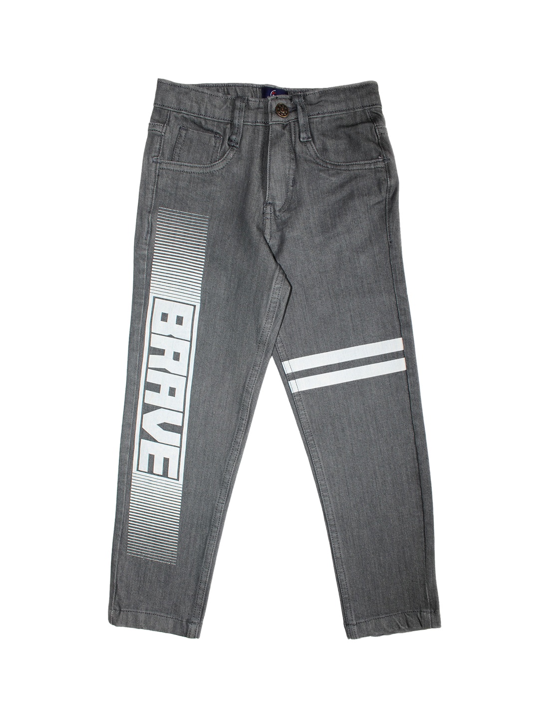 

KiddoPanti Boys Grey & White Jean Regular Fit Mid-Rise Clean Look Jeans