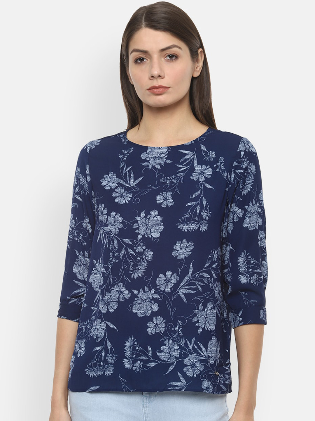 

Van Heusen Woman Women Navy Blue Printed Top