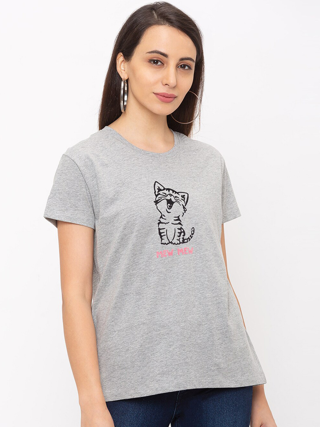 

Globus Women Grey Printed Round Neck T-shirt