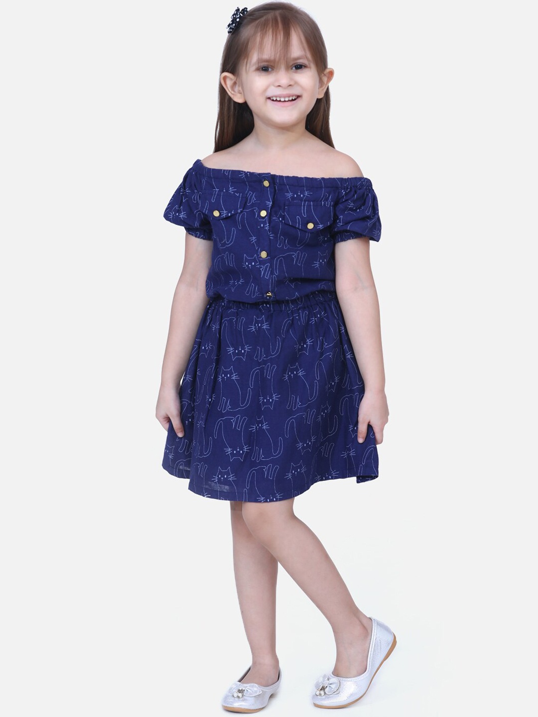 

Fairies Forever Girls Blue Printed Top with Skirt