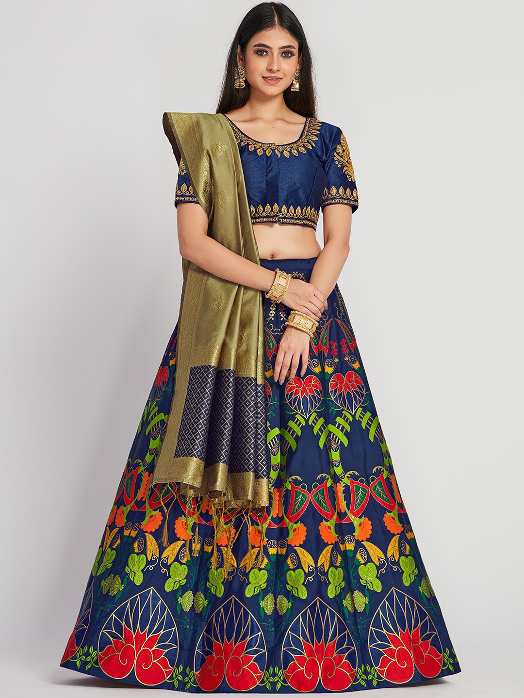 

MIMOSA Multicoloured Semi-Stitched Lehenga & Blouse with Dupatta, Multi