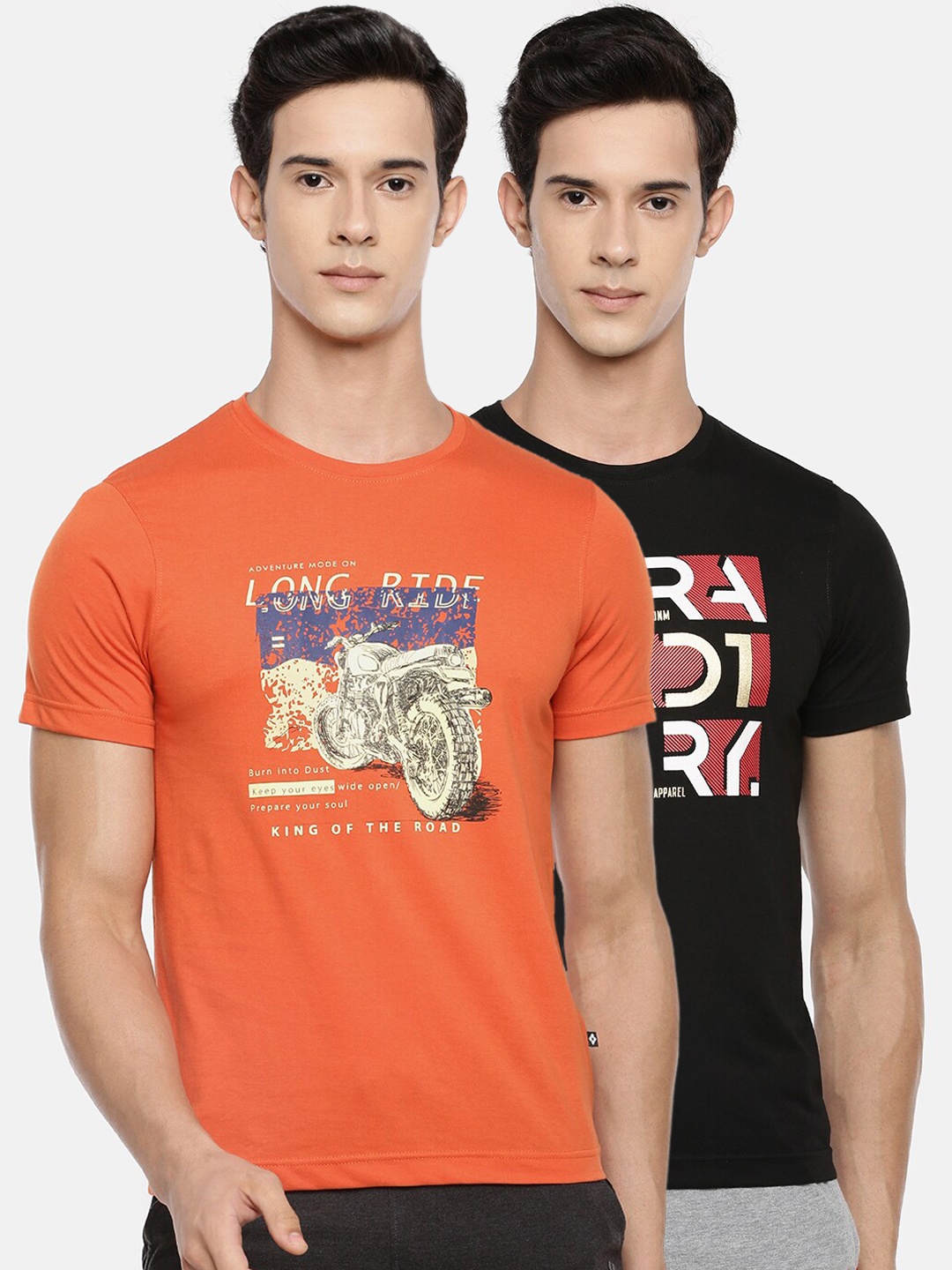 

Dollar Men Black Printed Round Neck T-shirt
