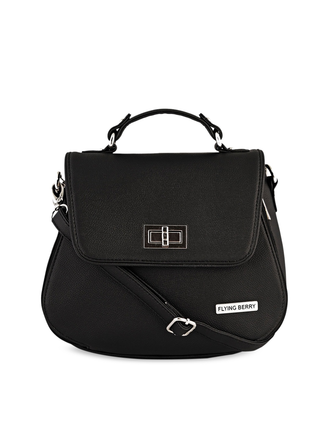 

FLYING BERRY Black Solid Satchel