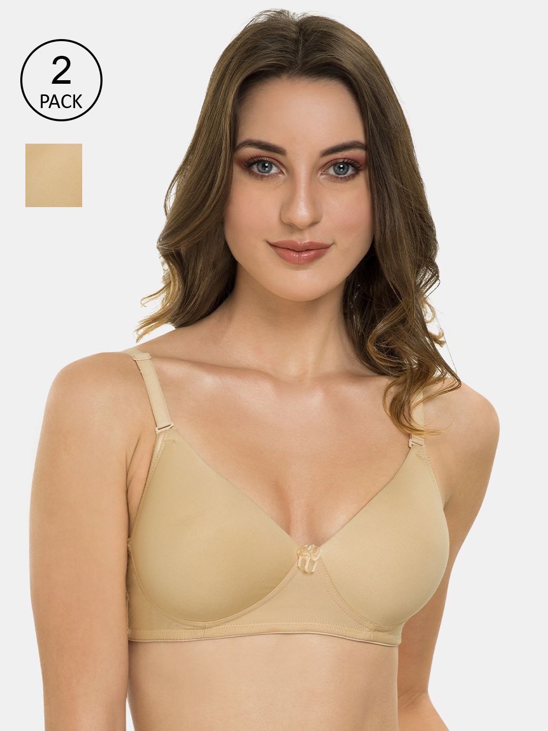 Tweens Beige Solid Non-Wired Lightly Padded Everyday Bra