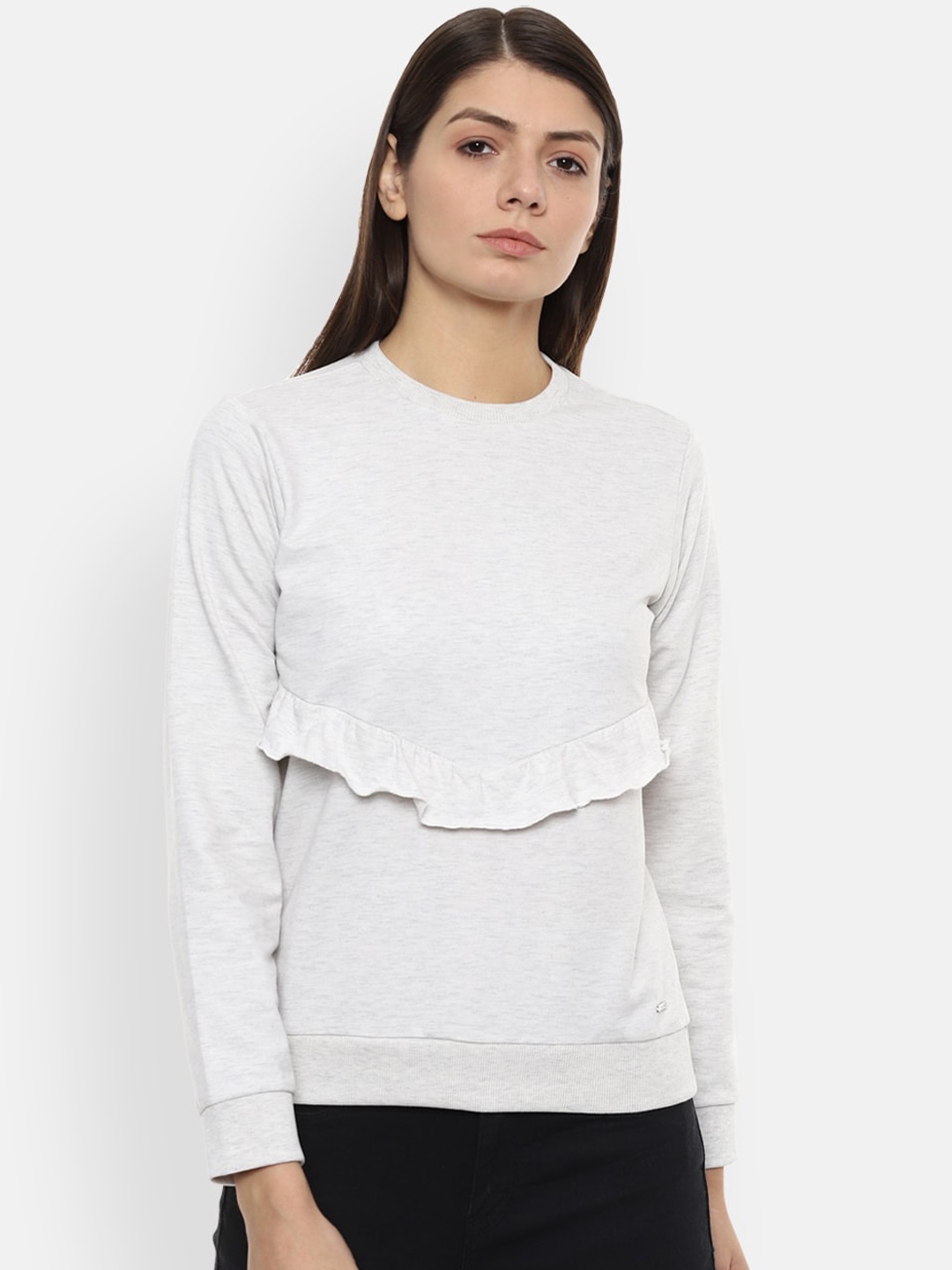 

Van Heusen Woman Women Grey Melange Solid Sweatshirt