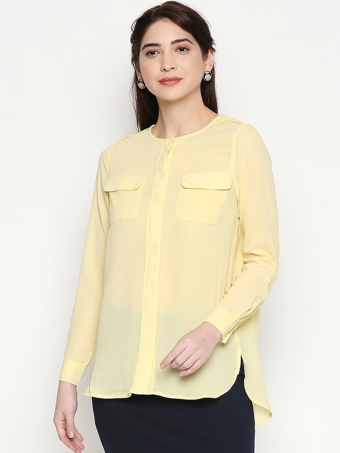 

Annabelle by Pantaloons Women Yellow Regular Fit Solid Formal Shirt