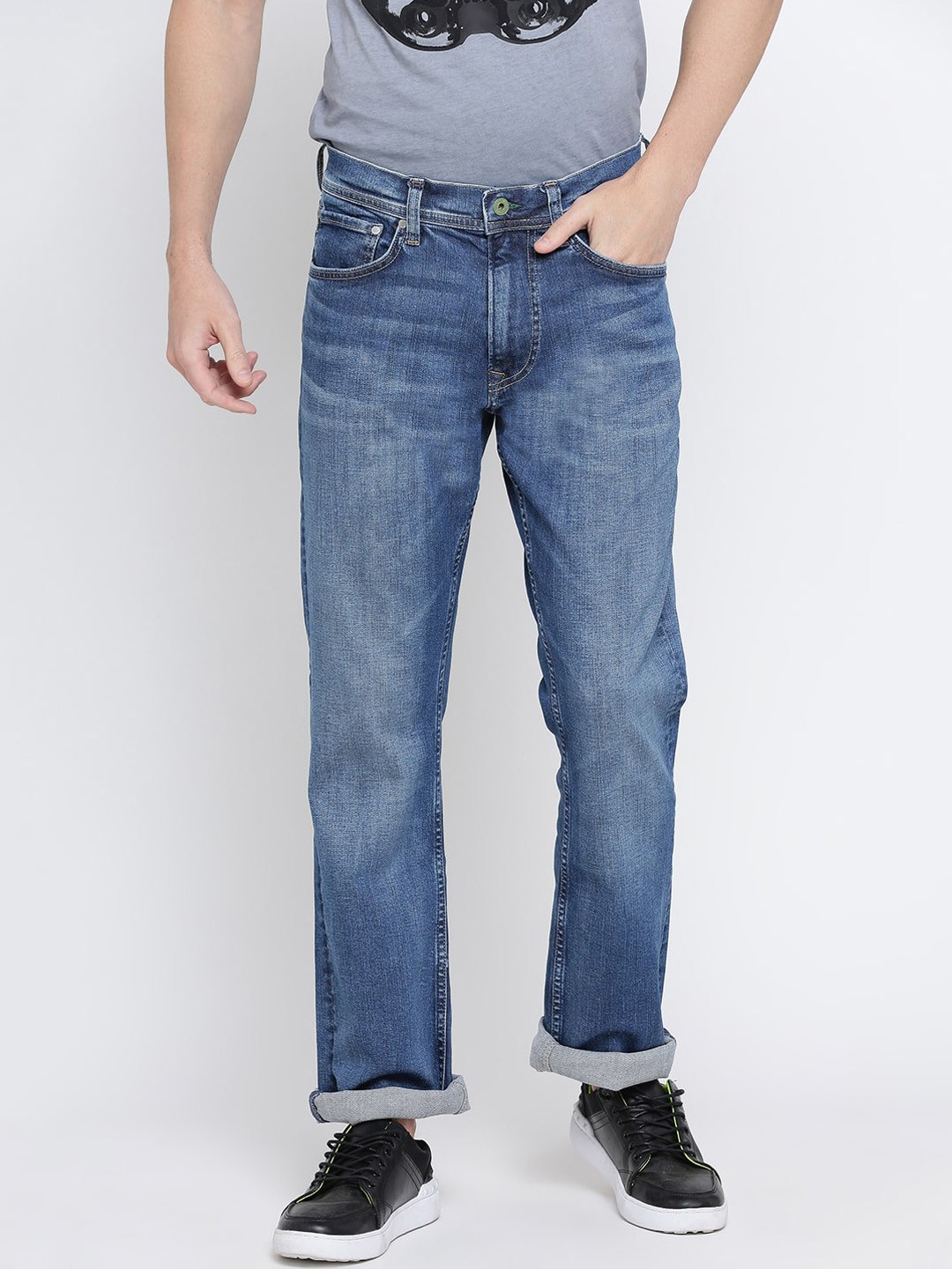 

Pepe Jeans Men Blue Regular Fit Mid-Rise Clean Look Jeans