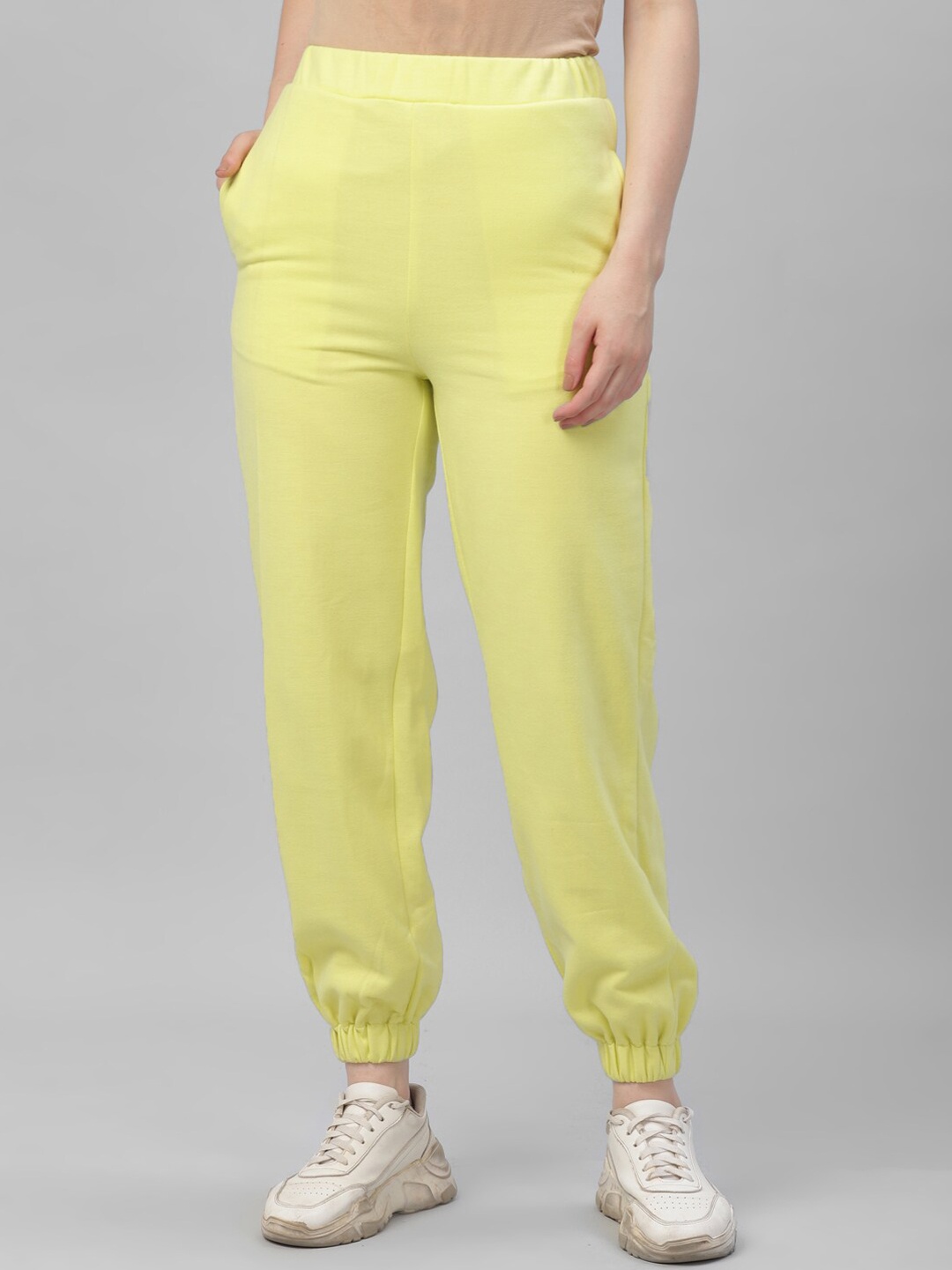 

Athena Women Lime Green Solid Straight-Fit Joggers