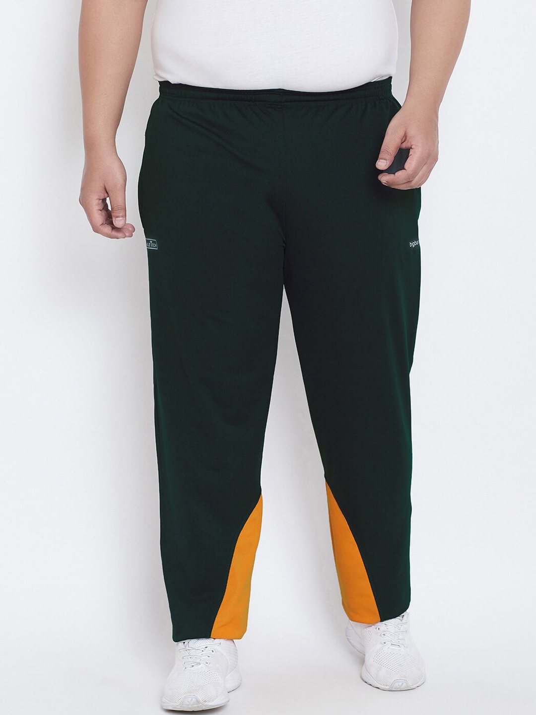 

bigbanana Men Teal& Orange Colourblocked Straight-Fit Trackpants