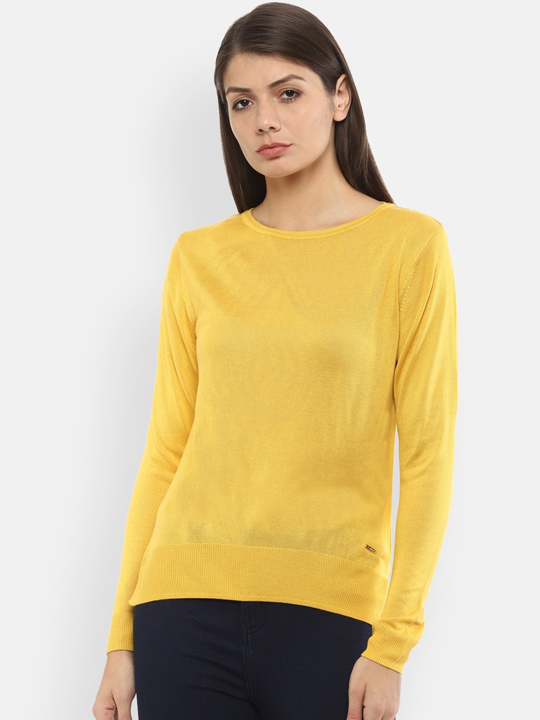 

Van Heusen Woman Women Yellow Solid Top