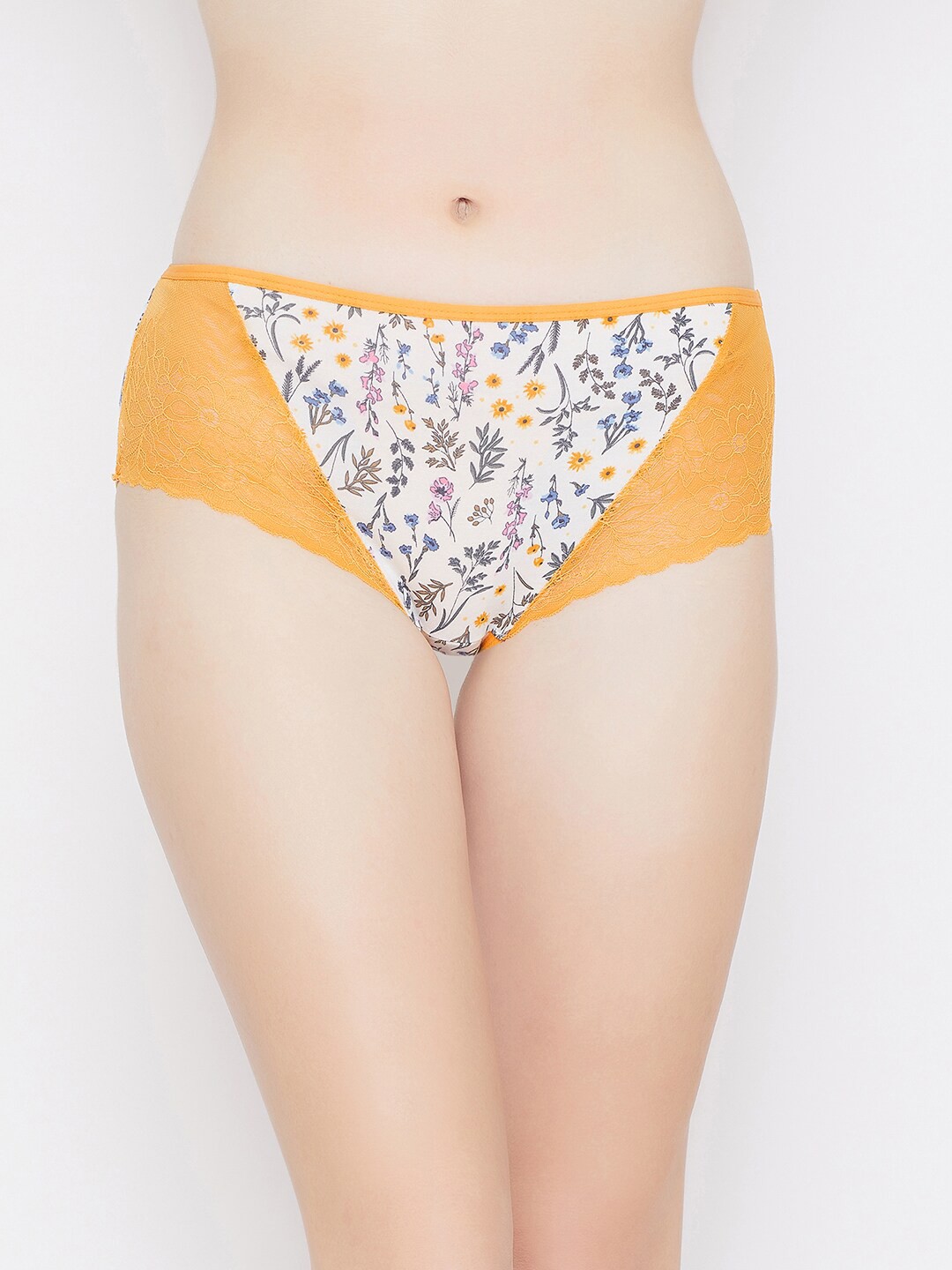

Clovia Women White & Orange Printed Hipster Briefs PN2755J18S