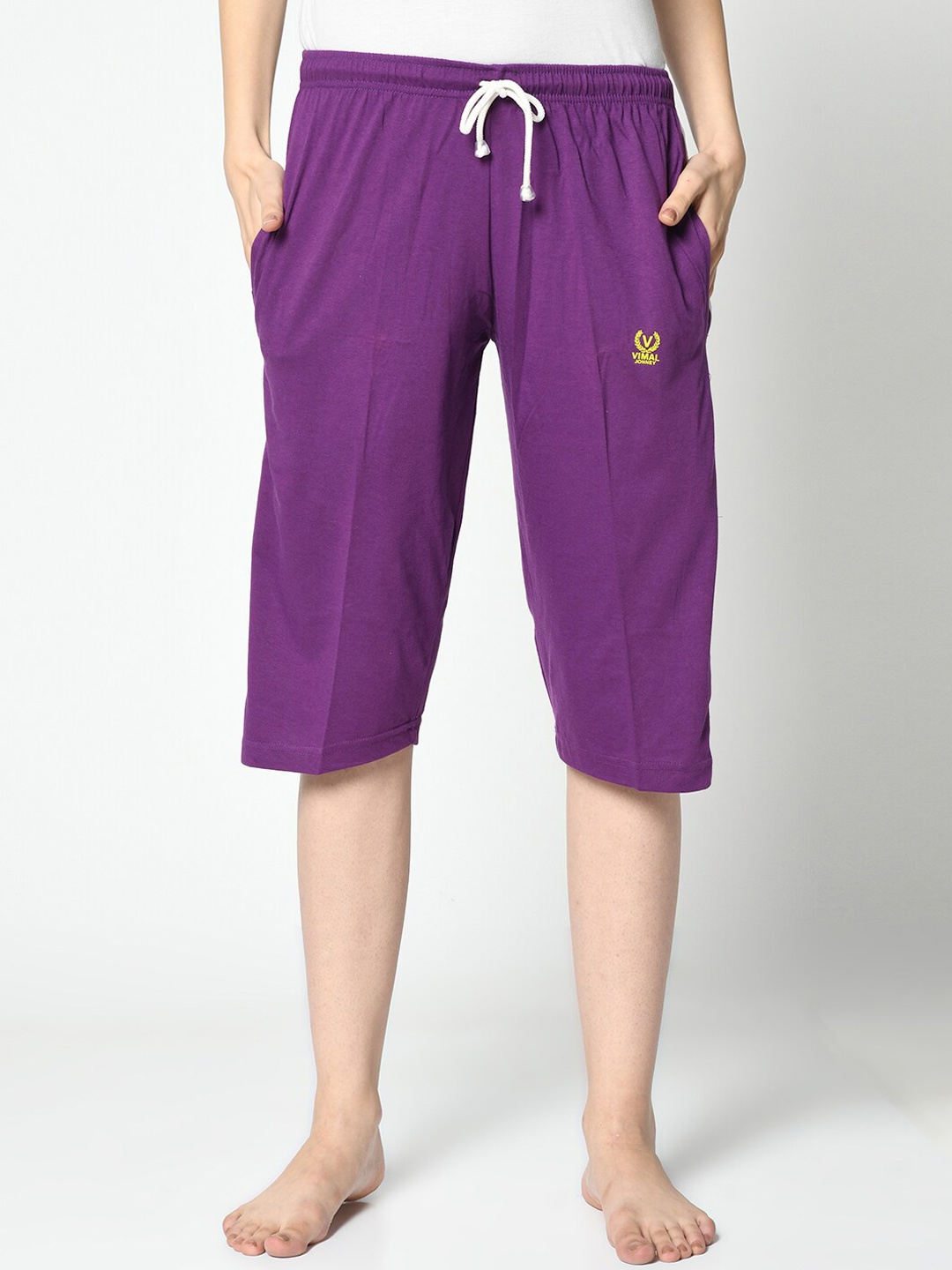 

VIMAL JONNEY Women Purple Solid Lounge Shorts