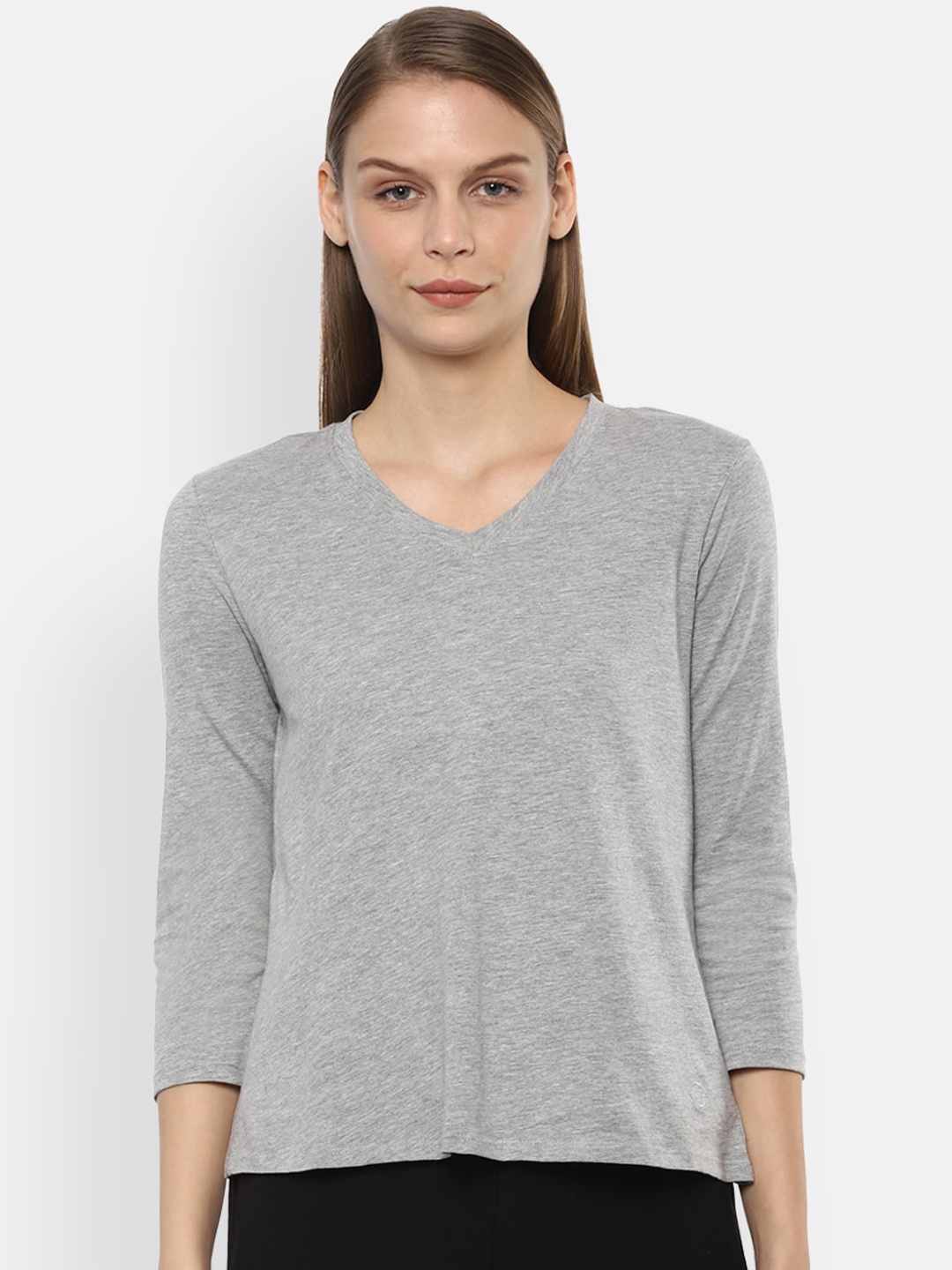 

Van Heusen Woman Women Grey Solid Pure Cotton Top