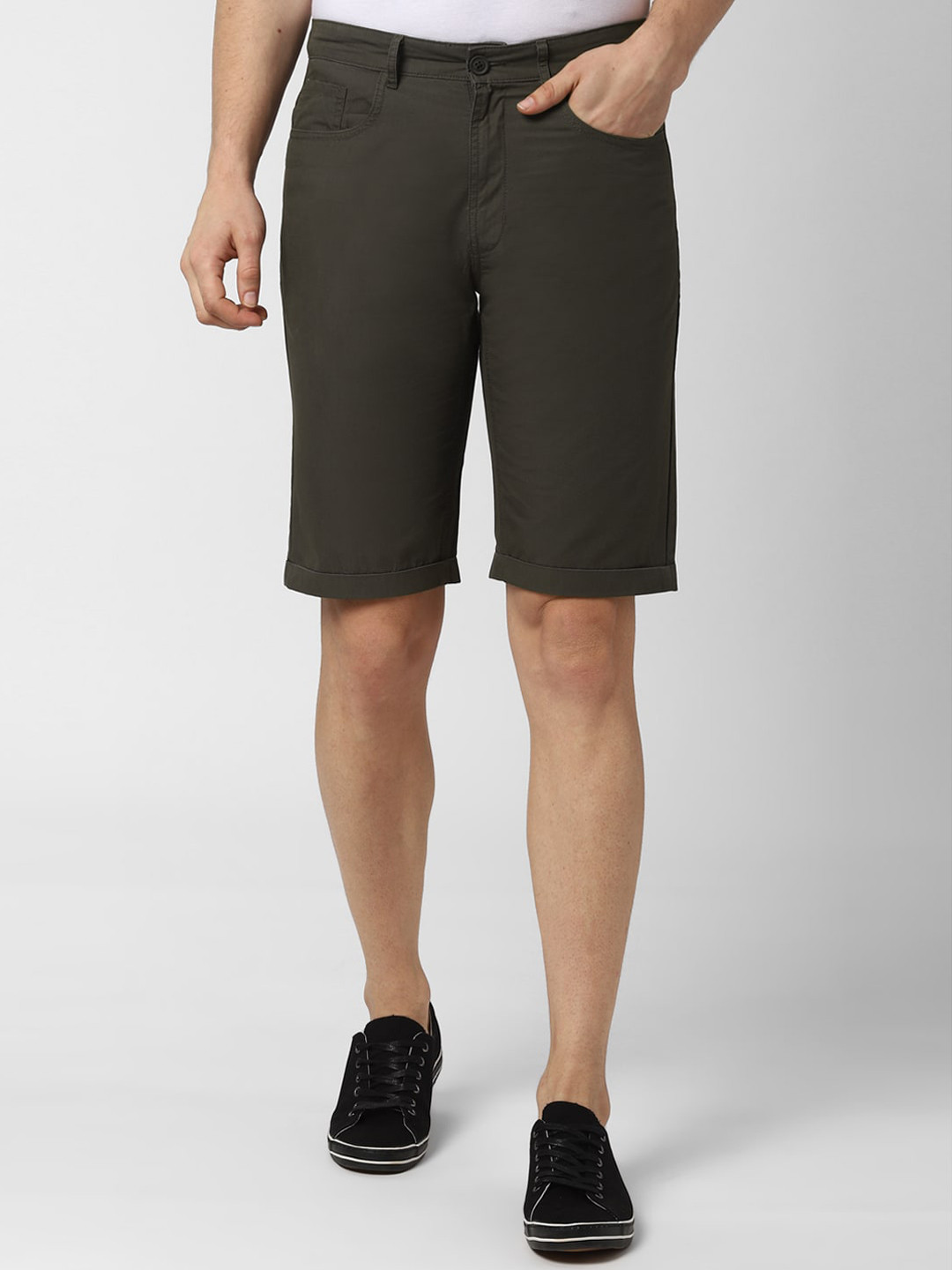 

Peter England Casuals Men Grey Solid Regular Shorts