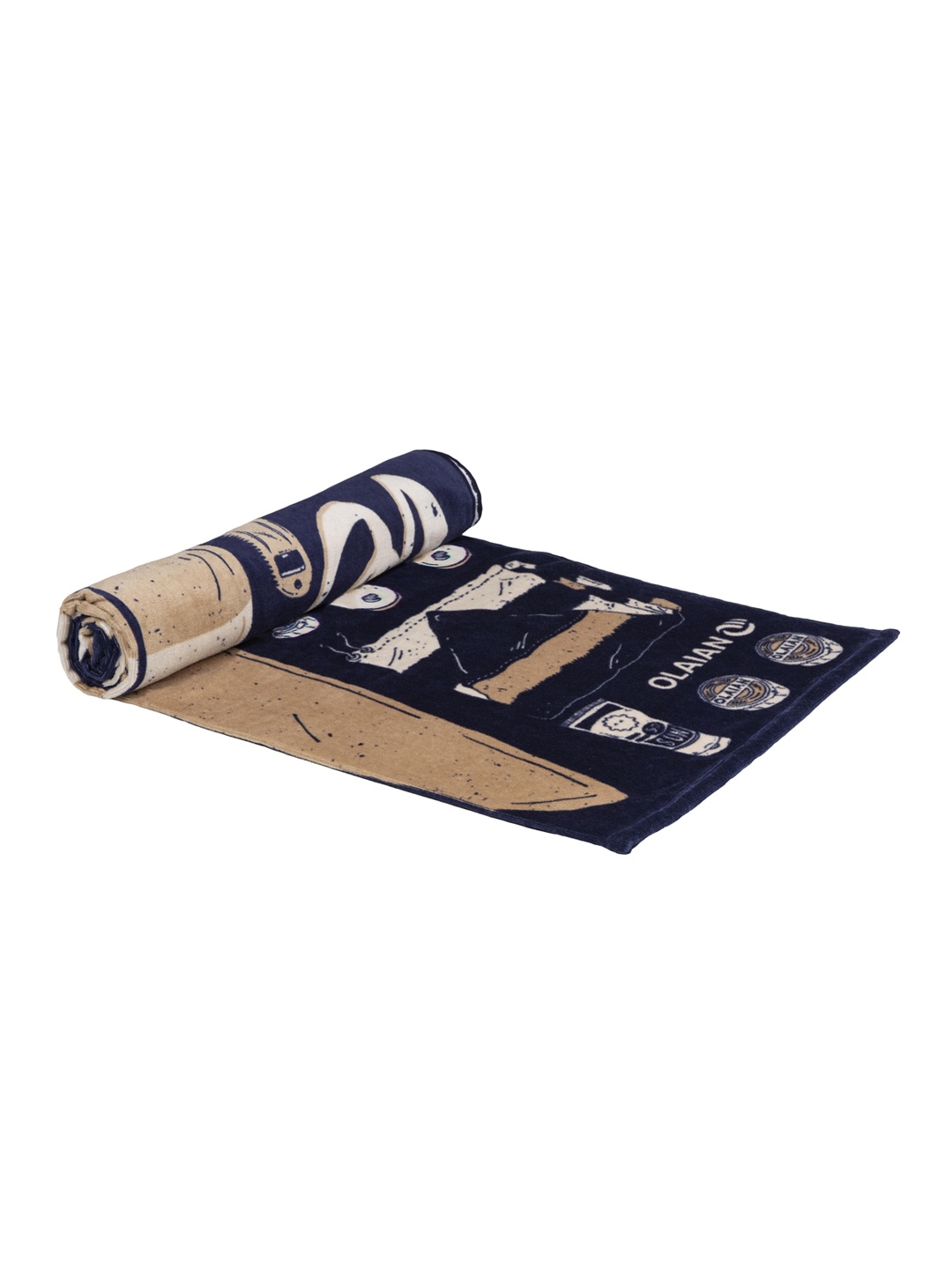 

OLAIAN By Decathlon Blue Printed 360 Gsm Towel 145 X 85Cm, Navy blue