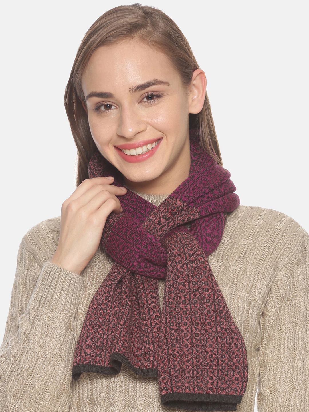 

513 Women Purple & Black Self-Design Mufflers